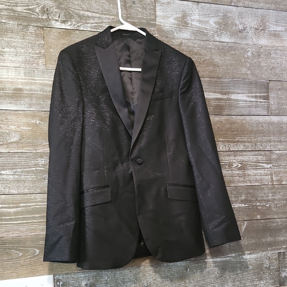 Elegant Black Tuxedo Jacket With Silver Shiny - Picture 1 of 7